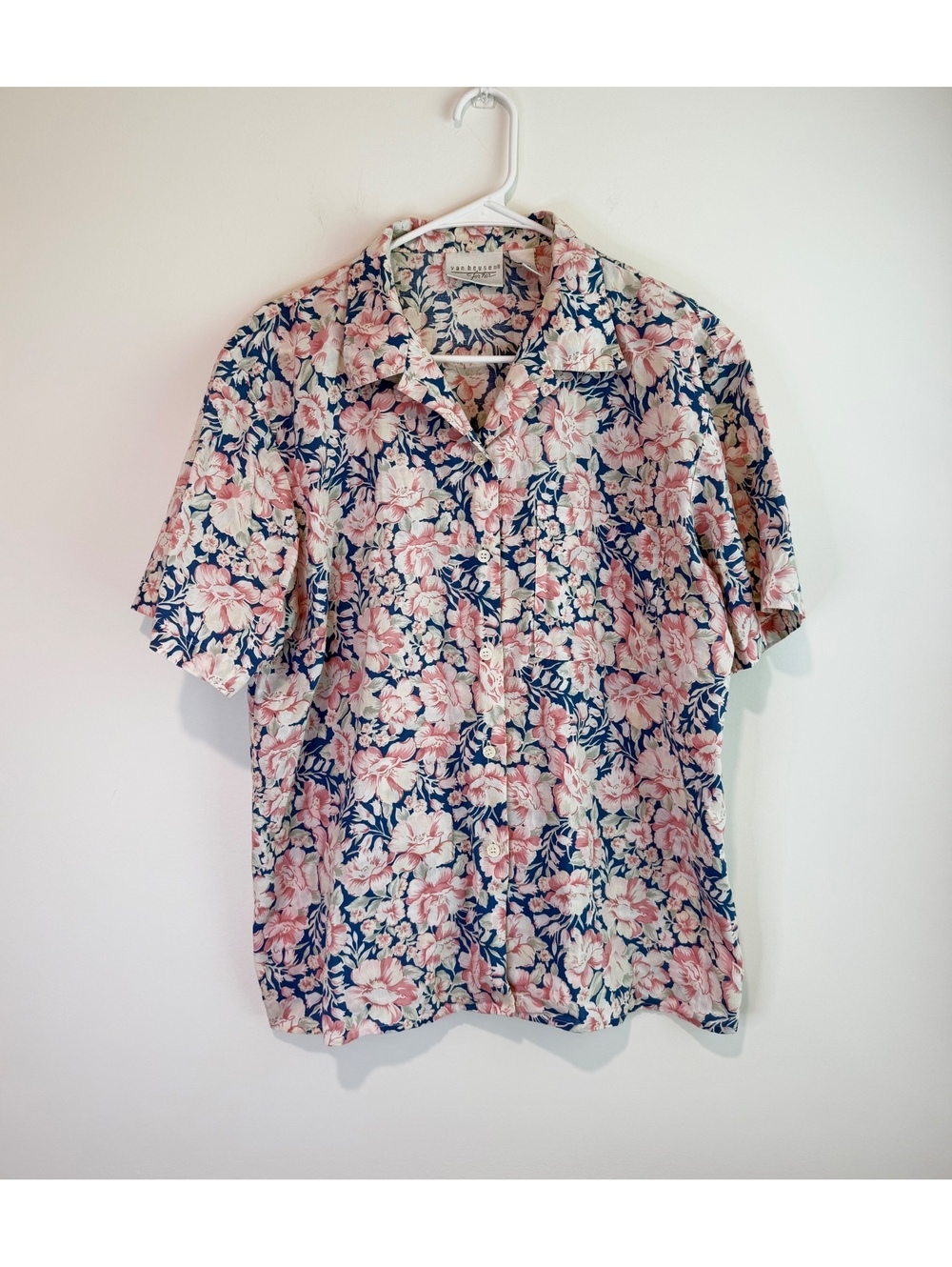 Van Heusen for Her Floral Short Sleeve Button-Up Shirt Large